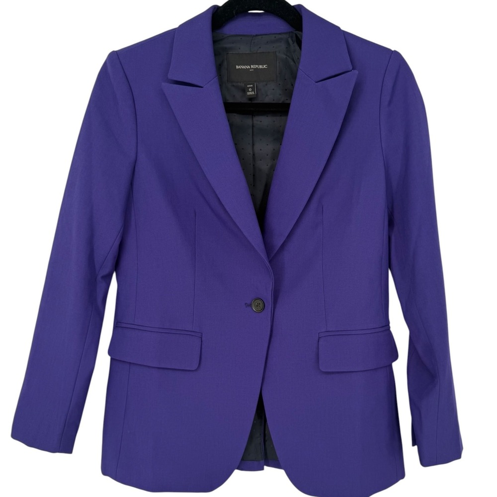 Banana Republic Womens Sculpted Suit Blazer Jacket Panama Purple Size 0 Petite